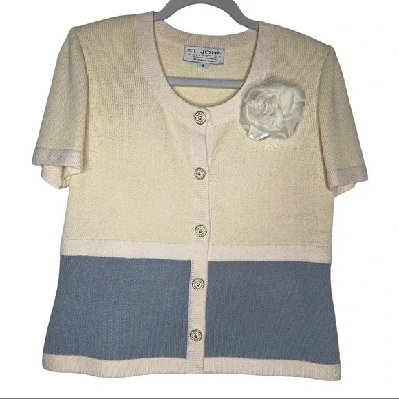 ST. JOHN by Marie Grey Santana Knit VINTAGE matching outfit sz 6! Skirt & button - Picture 11 of 11